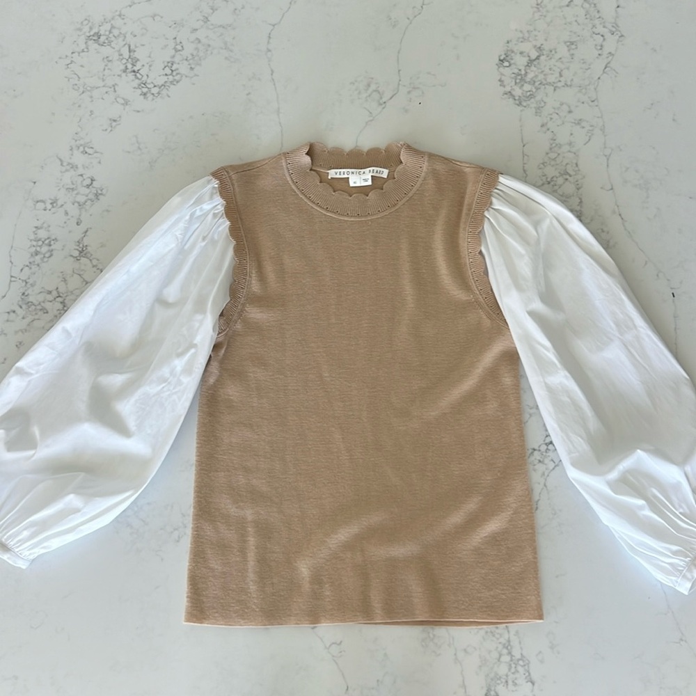 Veronica Beard Merino Wool Balloon Sleeve Sweater